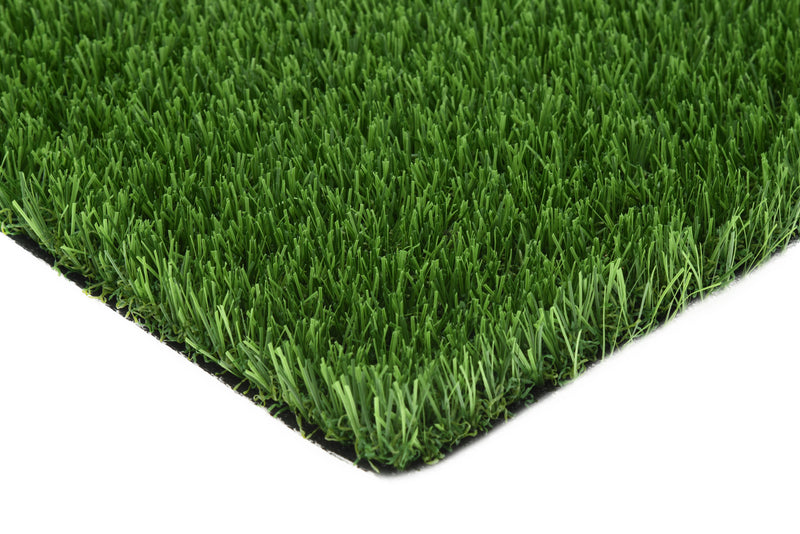 Tjock konstgräsmatta från Svea Grass med gröna blad för tuffa miljöer, idealisk för utemiljöer och lekplatser.