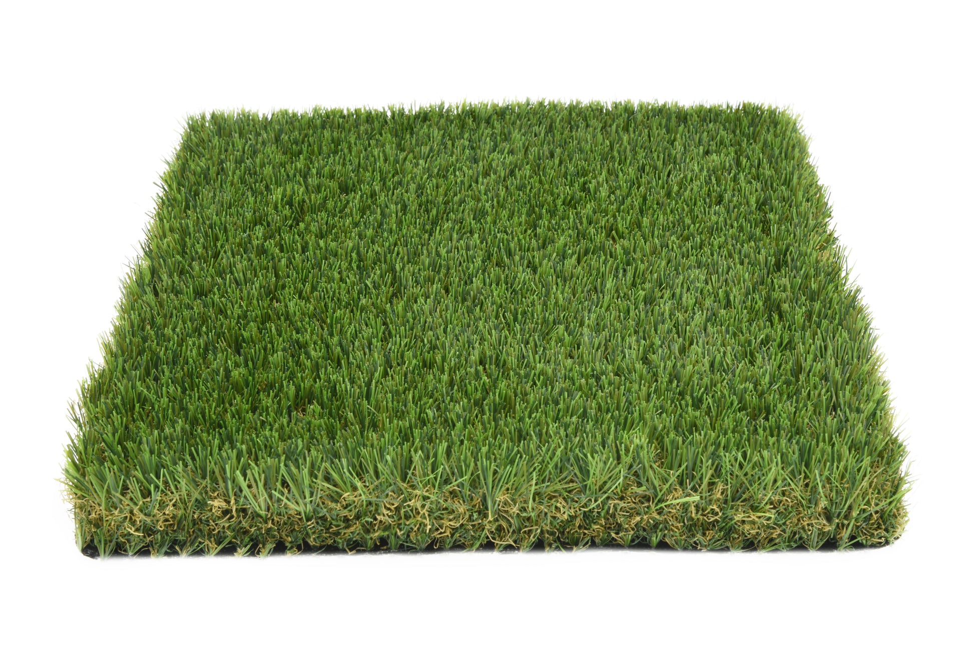Svart konstgräsmatta från Svea Grass med tätt gräs för trädgård och landscaping, visad i närbild på Mysa OnePoly.