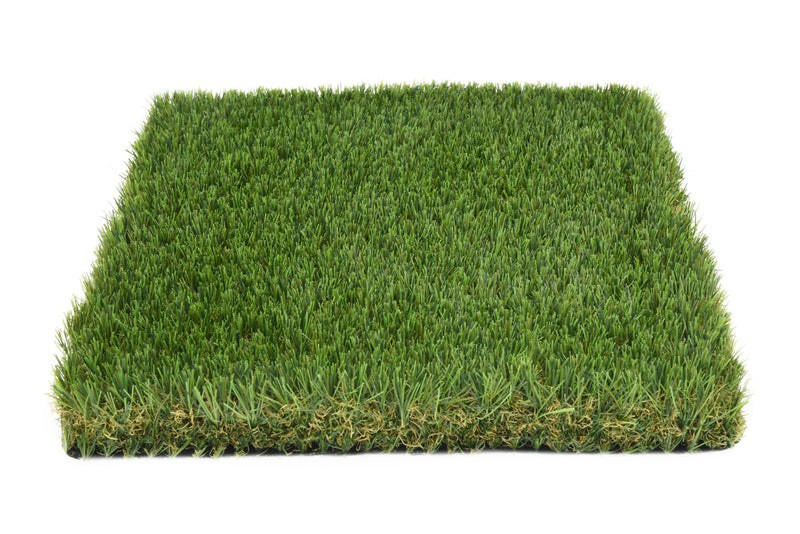 Svart konstgräsmatta från Svea Grass med tätt gräs för trädgård och landscaping, visad i närbild på Mysa OnePoly.